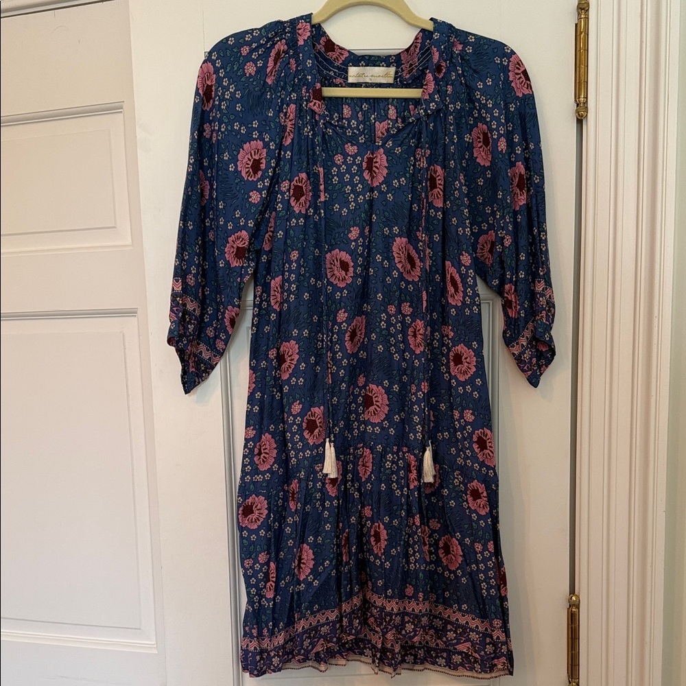 Natalie Martin Navy and Rose Long Sleeve Dress